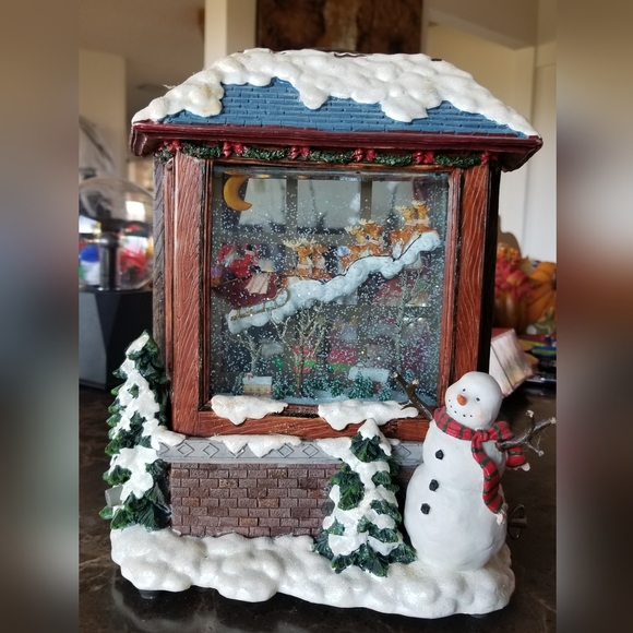 Vintage Christmas lights 3d 2 sided window decor snow glass display musical - Picture 15 of 16